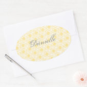 デイジーのフィールド楕円形のシール、黄色の花 楕円形シール (封筒)