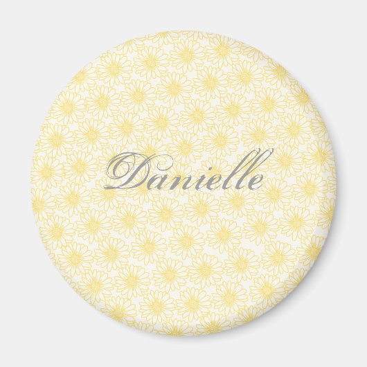 デイジーのフィールド磁石、黄色の花 マグネット (正面)