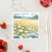 デイジーのフィールド | 花畑の花の絵画 スタンダードカクテルナプキン (インサイチュ)