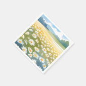 デイジーのフィールド | 花畑の花の絵画 スタンダードカクテルナプキン (角)