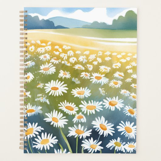 デイジーのフィールド | 花畑の花の絵画 プランナー手帳 (正面)