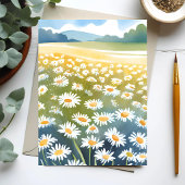デイジーのフィールド | 花畑の花の絵画 ポストカード