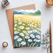 デイジーのフィールド | 花畑の花の絵画 ポストカード