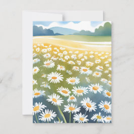 デイジーのフィールド | 花畑の花の絵 サンキューカード