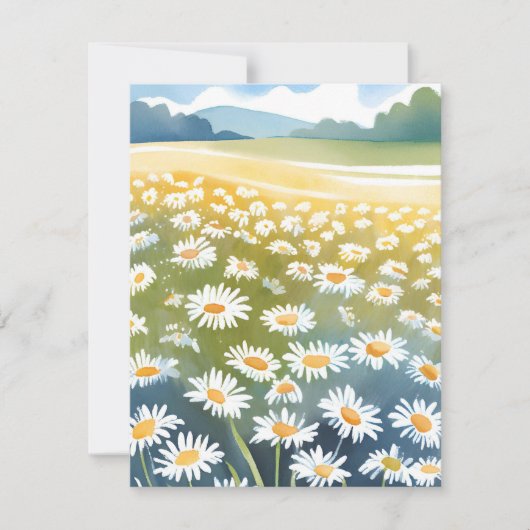 デイジーのフィールド | 花畑の花の絵 サンキューカード (正面)