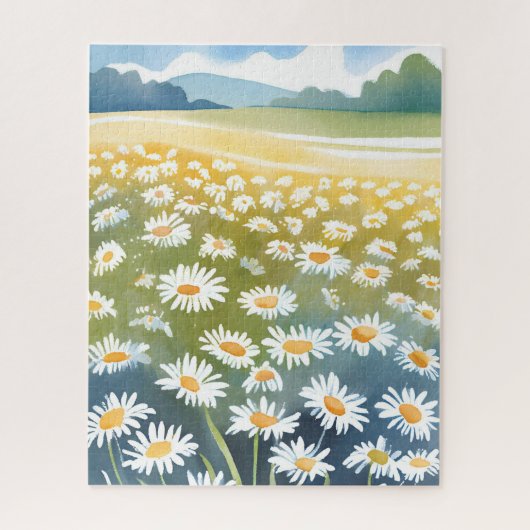デイジーのフィールド | 花畑の花の絵 ジグソーパズル (縦)
