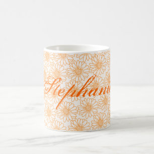 デイジーのフィールドMug,オレンジ色の花 コーヒーマグカップ
