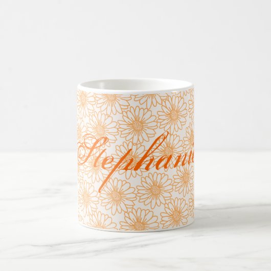 デイジーのフィールドMug,オレンジ色の花 コーヒーマグカップ (中央)