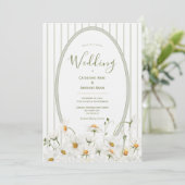 デイジーのフラワーミニマル ウォーターカラー 結婚式 招待状 (スタンド正面)