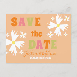 デイジーのフラワーモチーフが可愛い「Save the Date」 Lime + Pink ポストカード