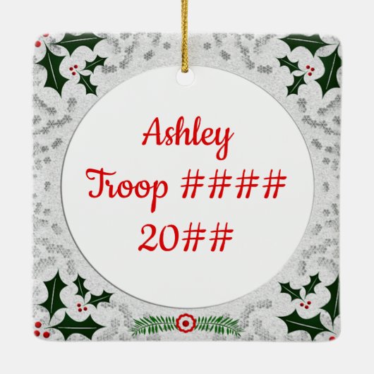 デイジーのブルネットのヒイラギはフレームに角を付けます セラミックオーナメント (裏面)