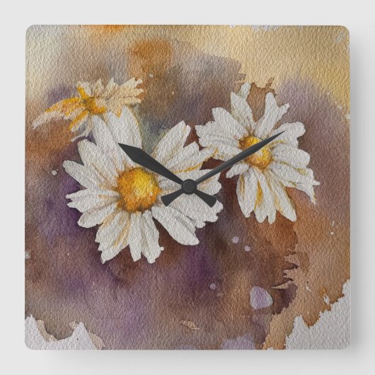 デイジーのヘイズ水色 スクエア壁時計 (正面)