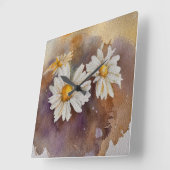 デイジーのヘイズ水色 スクエア壁時計 (傾斜)