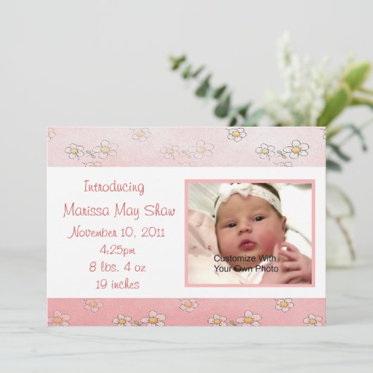 デイジーのベビーの誕生の発表として菓子 案内状 (スタンド正面)