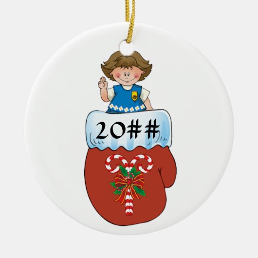 デイジーのミトンのブルネット セラミックオーナメント (正面)