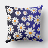 デイジーの喜び – 青の上に白い花のパターン クッション (裏面)