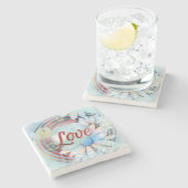 デイジーの大理石のコースターの力の単語"愛" ストーンコースター (横)