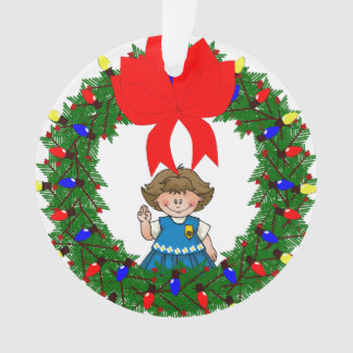 デイジーの弓が付いているブルネットのマツリース オーナメント