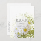 デイジーの愛 – 編集可能結婚なブーケRSVP インビテーションポストカード (正面/裏面)