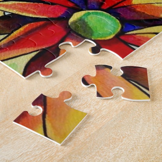 デイジーの数々のわら色の野草芸術 ジグソーパズル (側面)