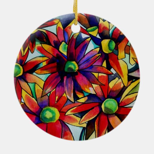 デイジーの数々のわら色の野草芸術 セラミックオーナメント (裏面)