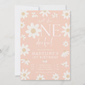デイジーの最初の誕生日は彼女ではないOneDerfulパーティー 招待状 (正面)