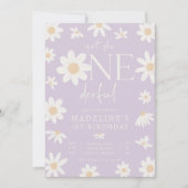 デイジーの最初の誕生日は彼女ではないOneDerfulパーティー 招待状 (正面)