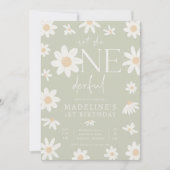 デイジーの最初の誕生日は彼女ではないOneDerfulパーティー 招待状 (正面)