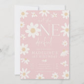 デイジーの最初の誕生日は彼女ではないOneDerfulパーティー 招待状 (正面)