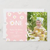 デイジーの最初の誕生日フォト 招待状 (正面)