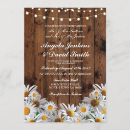 デイジーの木製の結婚式の素朴な花の軽い招待状 招待状