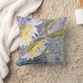 デイジーの水彩画の装飾用クッション クッション (ブランケット)
