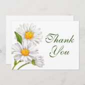 デイジーの水色サマーホワイトフローラありがとう サンキューカード (正面/裏面)