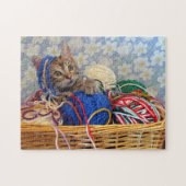 デイジーの糸 – ヤーンパズルのバスケット内の猫 ジグソーパズル (横)