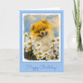 デイジーの絵を描くことのポメラニア犬-元の犬の芸術 カード (正面)