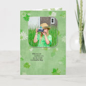 デイジーの背景が付いている誕生日の写真 カード (正面)