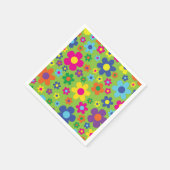 デイジーの花かわいいカラフル1歳の誕生日パーティー スタンダードカクテルナプキン (角)