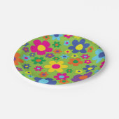 デイジーの花かわいいカラフル1歳の誕生日パーティー ペーパープレート (アングル)