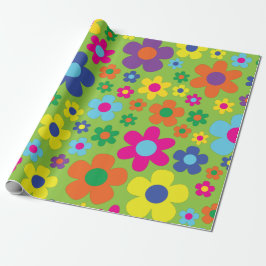 デイジーの花かわいいカラフル1歳の誕生日パーティー ラッピングペーパー