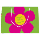 デイジーの花かわいいカラフル1歳の誕生日パーティー ラージペーパーバッグ (正面)