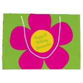 デイジーの花かわいいカラフル1歳の誕生日パーティー ラージペーパーバッグ (裏面)