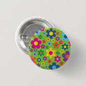 デイジーの花かわいいカラフル1歳の誕生日パーティー 缶バッジ (正面&裏面)