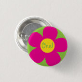 デイジーの花かわいいカラフル1歳の誕生日パーティー 缶バッジ (正面&裏面)