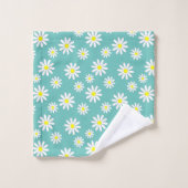 デイジーの花が青 バスタオルセット (ウォッシュタオル)