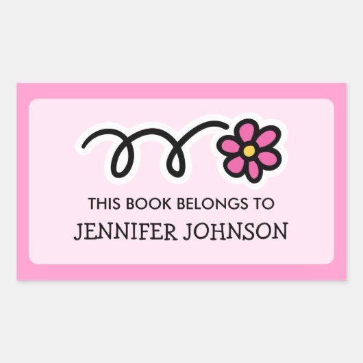 デイジーの花この本はステッカーラベルに属している 長方形シール (正面)