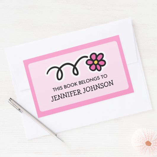 デイジーの花この本はステッカーラベルに属している 長方形シール (封筒)