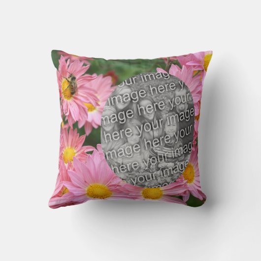 デイジーの花とのまわりにフレーム写真を追加 クッション (裏面)