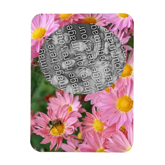 デイジーの花とのまわりにフレーム写真を追加 マグネット (縦)