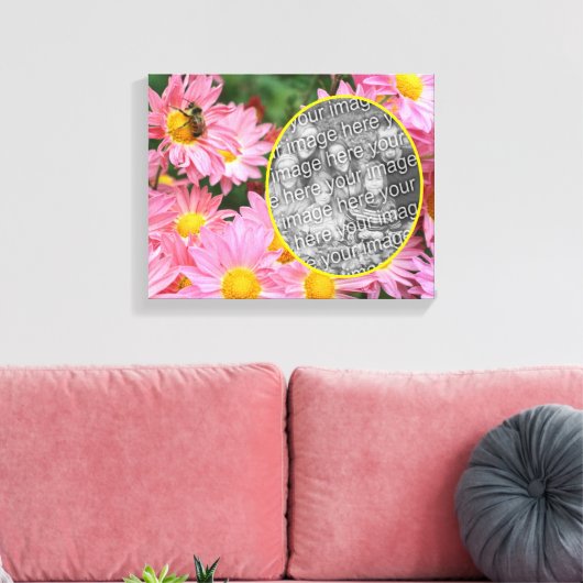 デイジーの花とのまわりに独自の写真を作成 キャンバスプリント (インサイチュ (リビング))