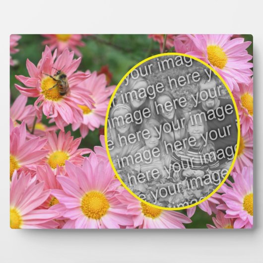 デイジーの花とのまわりに自分の写真を追加 フォトプラーク (正面)